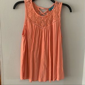 Francesca’s Buttons Brand Light Orange Tank Top